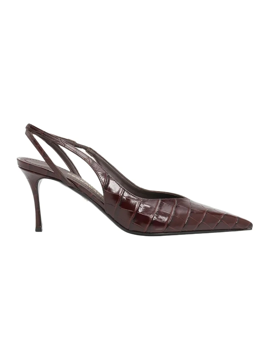 Ferragamo Dafne 70MM Croc-Embossed Slingback Pumps