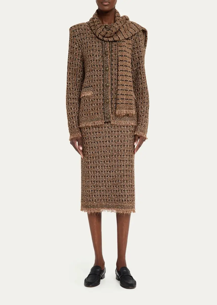 Kobi Halperin Juliette Metallic Tweed Knit Midi Skirt | Thumbnail 2