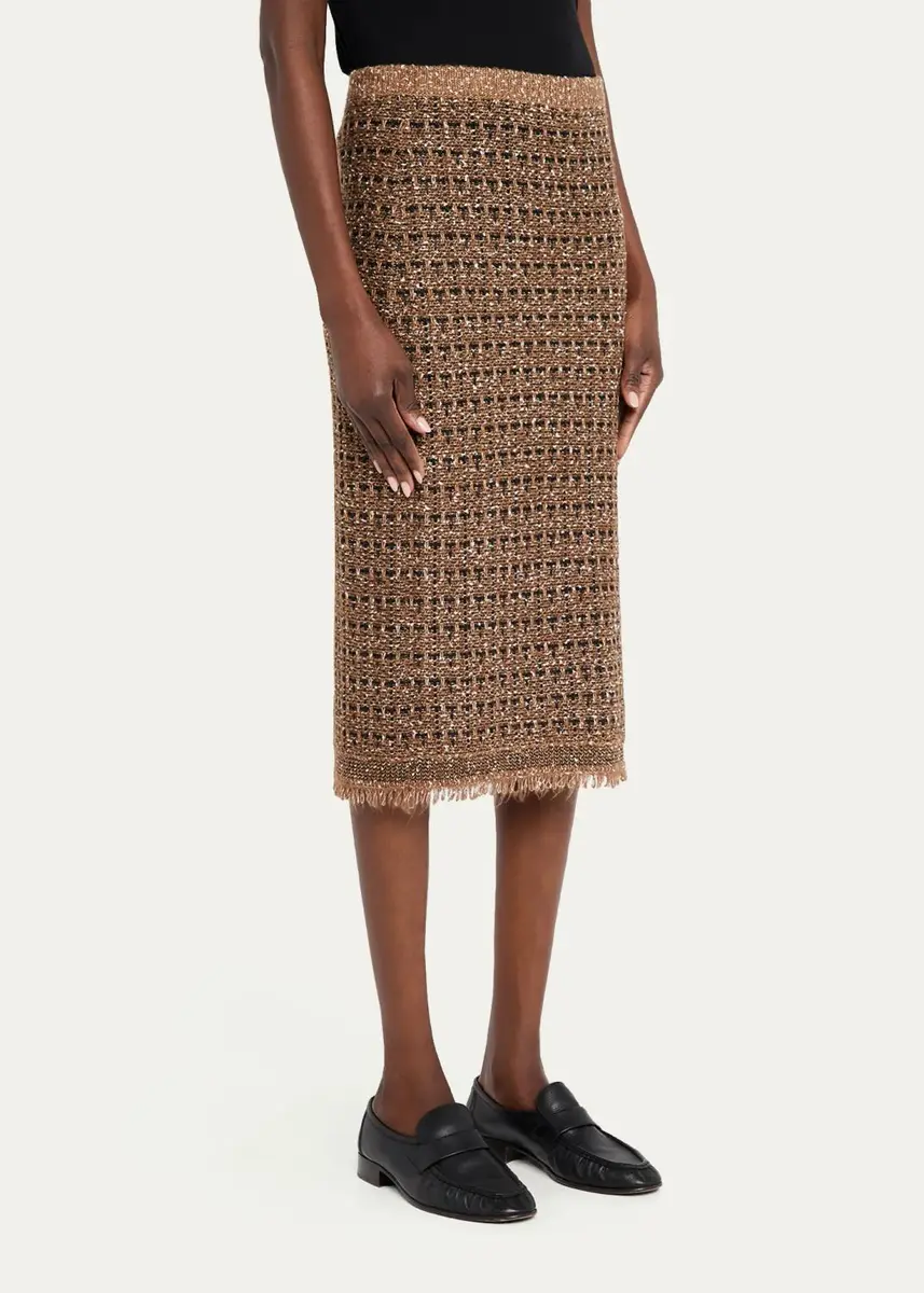 Kobi Halperin Juliette Metallic Tweed Knit Midi Skirt | Thumbnail 4
