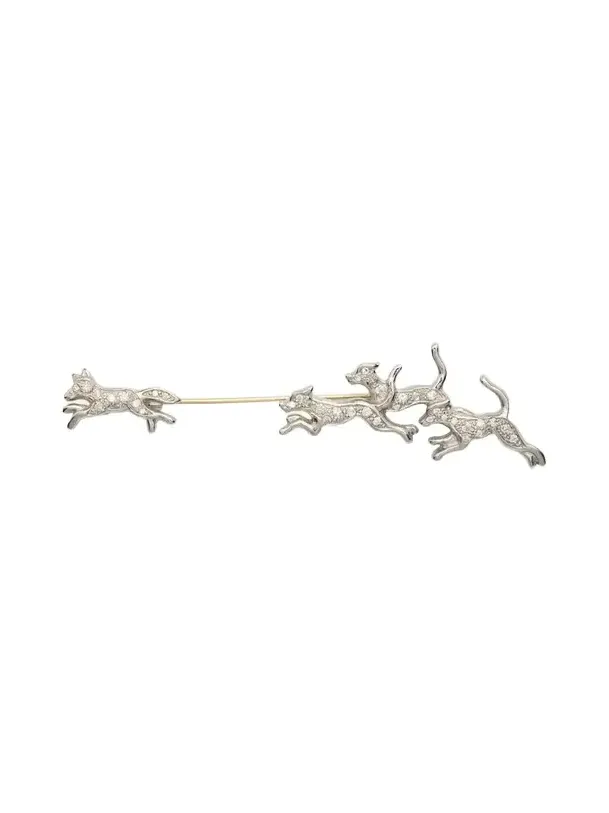 Lois Sasson Design Men's 14K White Gold, Platinum & Diamond Fox-Hunting Lapel Pin