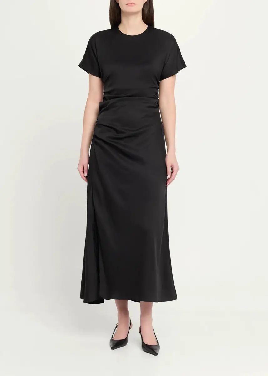 Simkhai Marabella Ruched Satin Midi Dress | Thumbnail 2