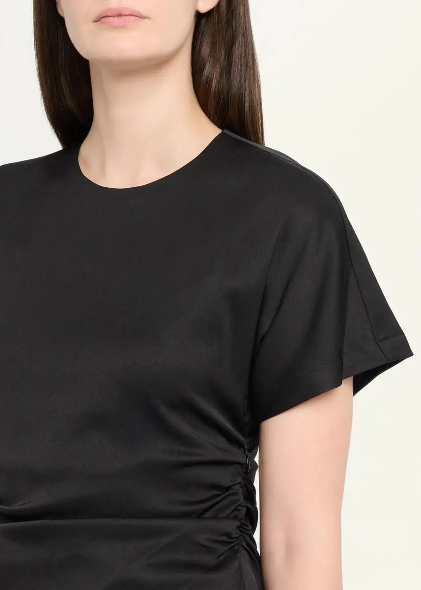 Simkhai Marabella Ruched Satin Midi Dress | Thumbnail 5