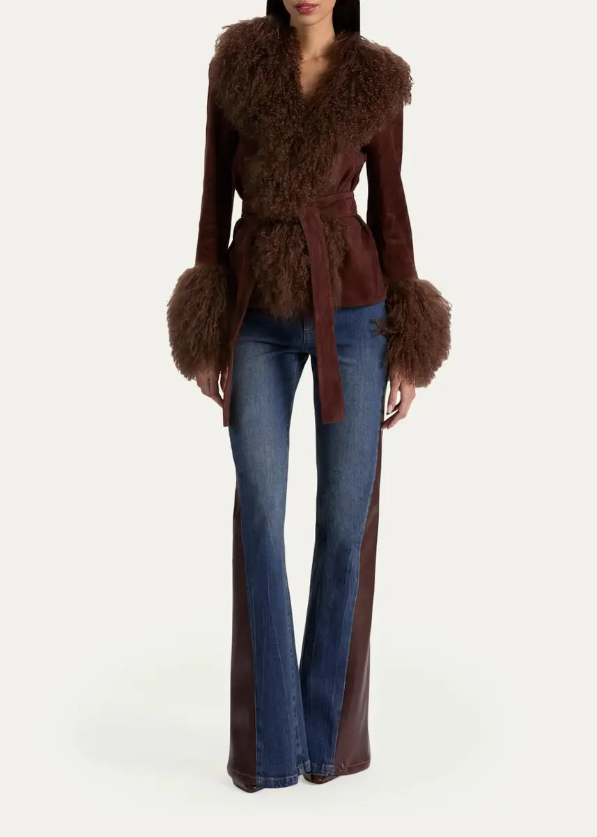 Alice + Olivia SB Faux-Leather Cutout Jeans | Thumbnail 2 Alice + Olivia SB Faux-Leather Cutout Jeans | Thumbnail 2