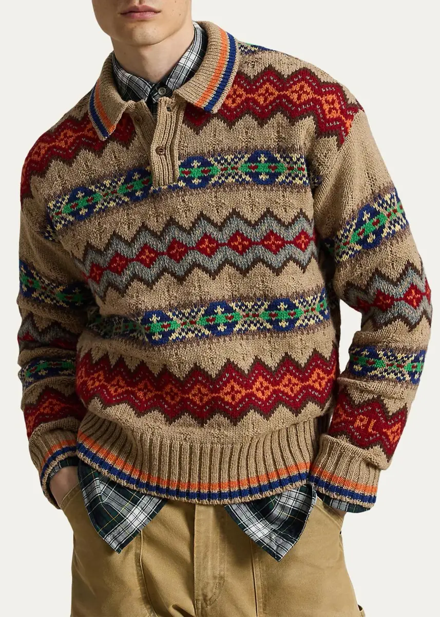 Polo Ralph Lauren Men's Fair Isle Wool-Blend Polo-Collar Sweater | Thumbnail 4