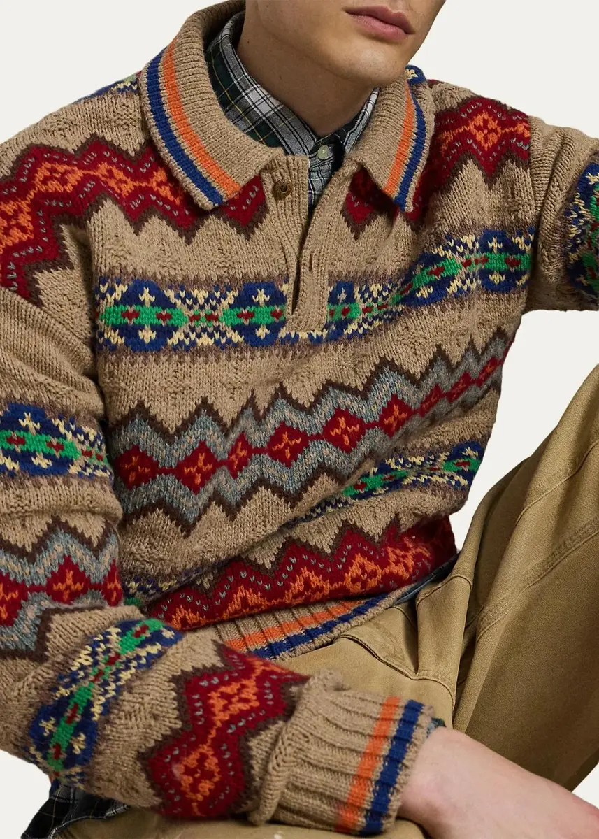 Polo Ralph Lauren Men's Fair Isle Wool-Blend Polo-Collar Sweater | Thumbnail 5
