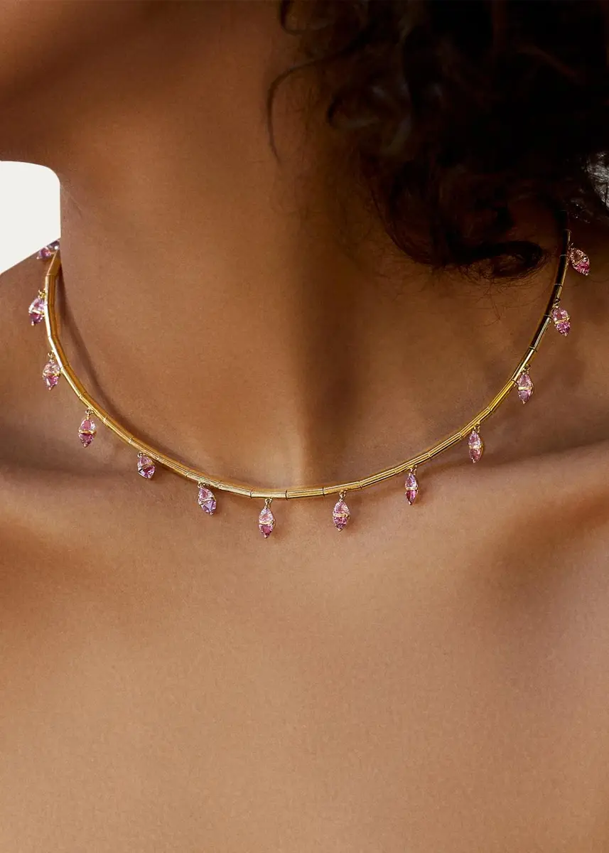 Emily P. Wheeler 18K Yellow Gold & Pink Sapphire Tilly Fringe Collar Necklace | Thumbnail 2