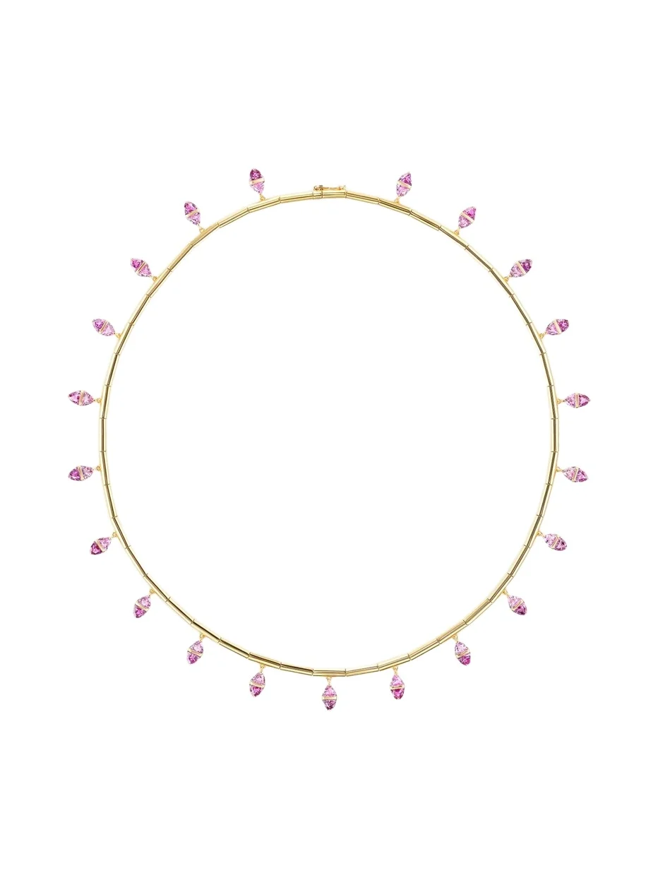Emily P. Wheeler 18K Yellow Gold & Pink Sapphire Tilly Fringe Collar Necklace