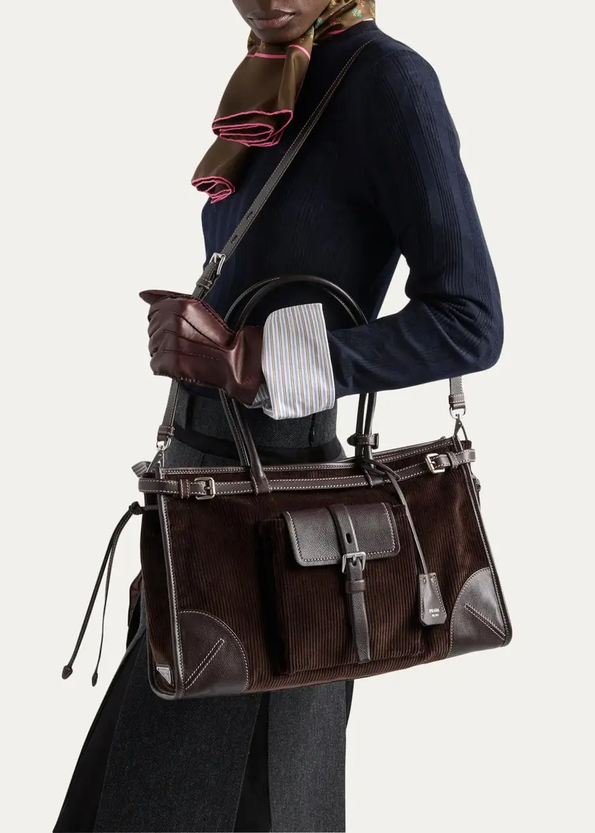 Prada Bonnie Large Corduroy Tote Bag | Thumbnail 2 Prada Bonnie Large Corduroy Tote Bag | Thumbnail 2