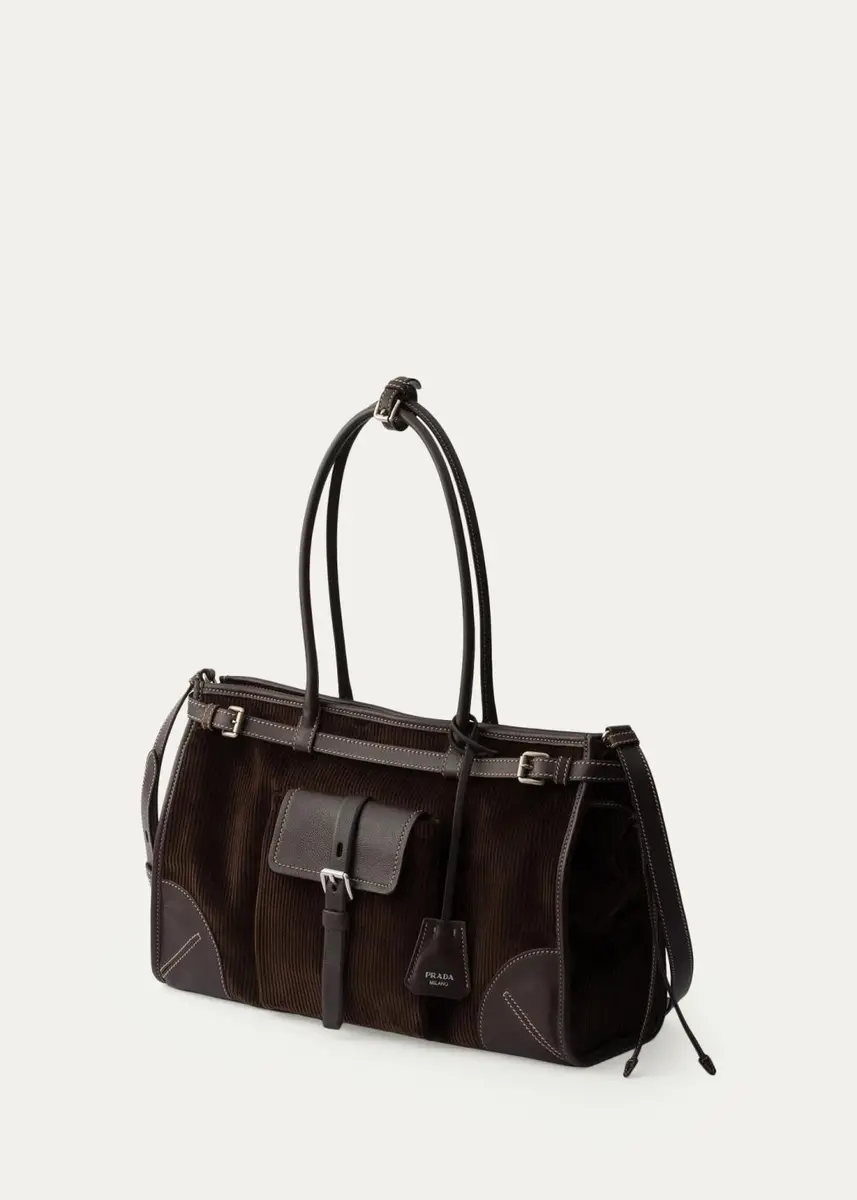 Prada Bonnie Large Corduroy Tote Bag | Thumbnail 3 Prada Bonnie Large Corduroy Tote Bag | Thumbnail 3