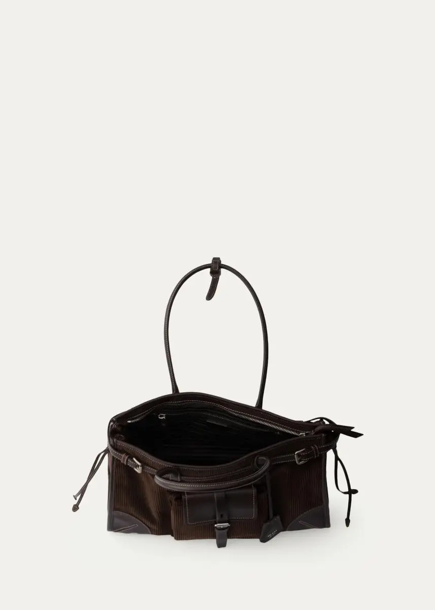 Prada Bonnie Large Corduroy Tote Bag | Thumbnail 4 Prada Bonnie Large Corduroy Tote Bag | Thumbnail 4