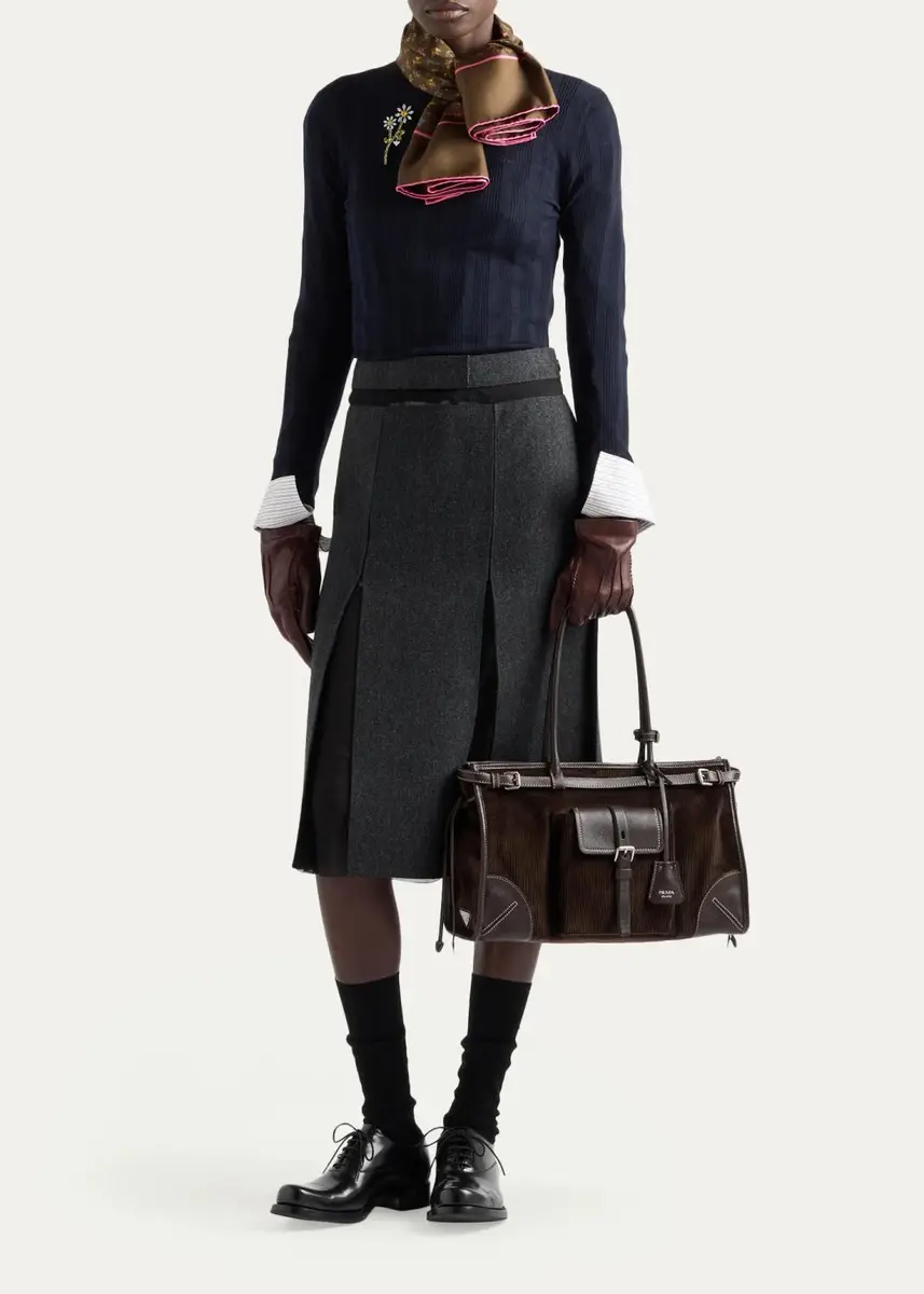 Prada Bonnie Large Corduroy Tote Bag | Thumbnail 5 Prada Bonnie Large Corduroy Tote Bag | Thumbnail 5