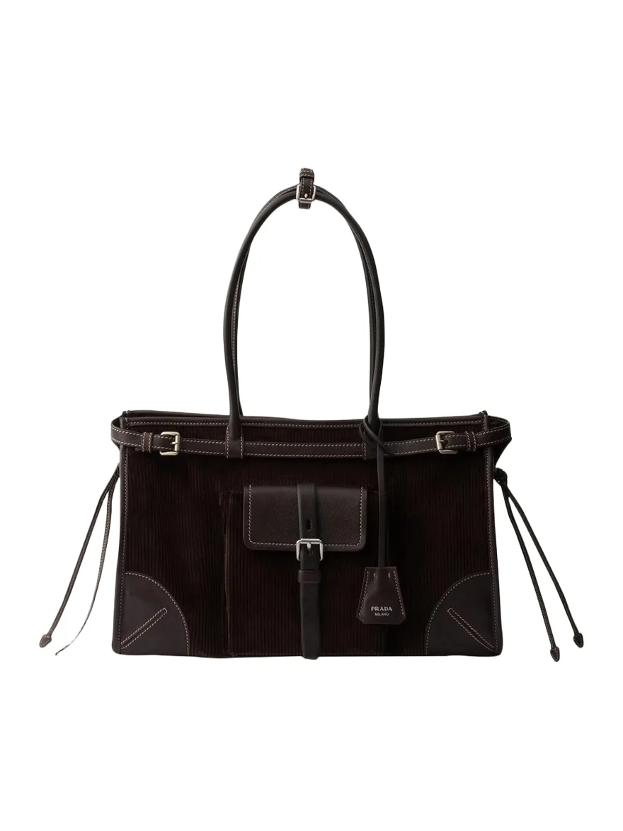 Prada Bonnie Large Corduroy Tote Bag