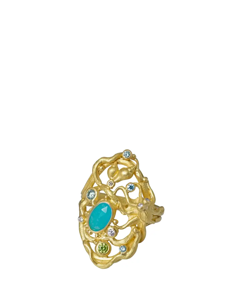 Lene Vibe 18K Gold Octopus Diamond Intertwined Ring | Thumbnail 2 Lene Vibe 18K Gold Octopus Diamond Intertwined Ring | Thumbnail 2