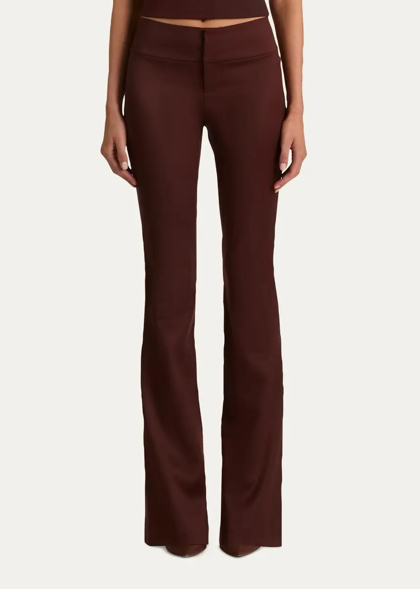 Alice + Olivia Olivia Low-Rise Wool Sateen Bootcut Pants | Thumbnail 4