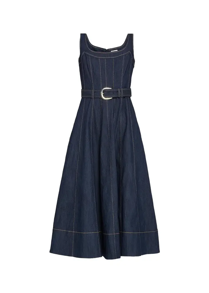 Cambree Belted Denim Midi Dress Cambree Belted Denim Midi Dress