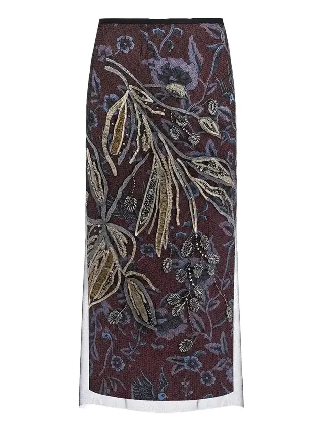 Diane von Furstenberg Gramercy Layered Floral Midi Skirt