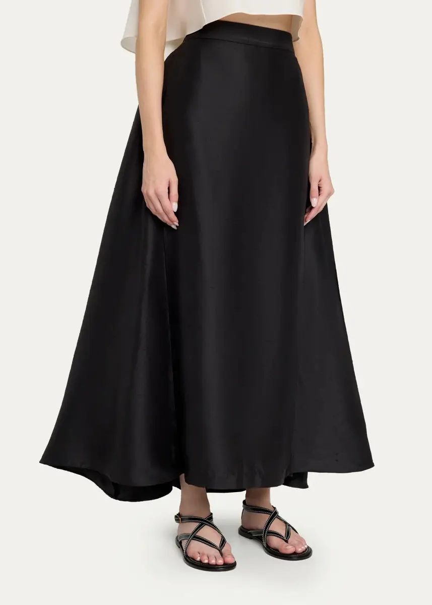 Heirlome Viola Silk Shantung Full Midi Skirt | Thumbnail 4 Heirlome Viola Silk Shantung Full Midi Skirt | Thumbnail 4
