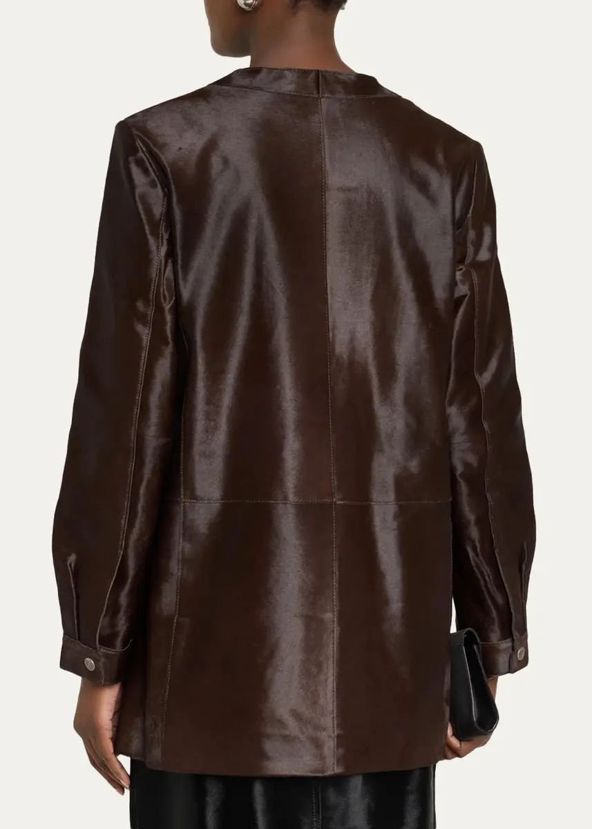 Kobi Halperin Lisa Leather & Calf Hair Button-Front Coat | Thumbnail 3 Kobi Halperin Lisa Leather & Calf Hair Button-Front Coat | Thumbnail 3