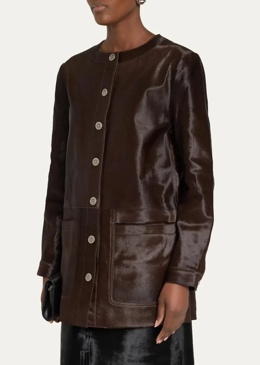 Kobi Halperin Lisa Leather & Calf Hair Button-Front Coat | Thumbnail 4 Kobi Halperin Lisa Leather & Calf Hair Button-Front Coat | Thumbnail 4