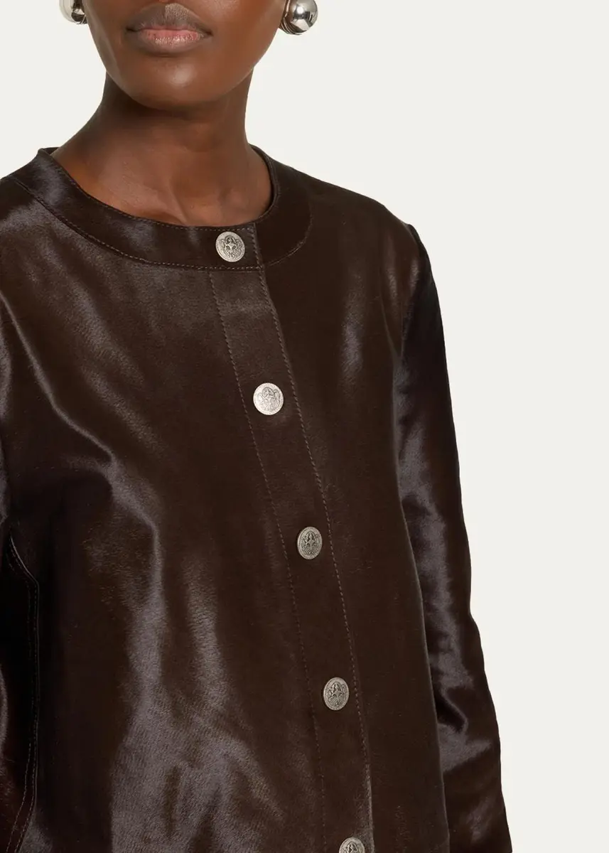 Kobi Halperin Lisa Leather & Calf Hair Button-Front Coat | Thumbnail 5 Kobi Halperin Lisa Leather & Calf Hair Button-Front Coat | Thumbnail 5