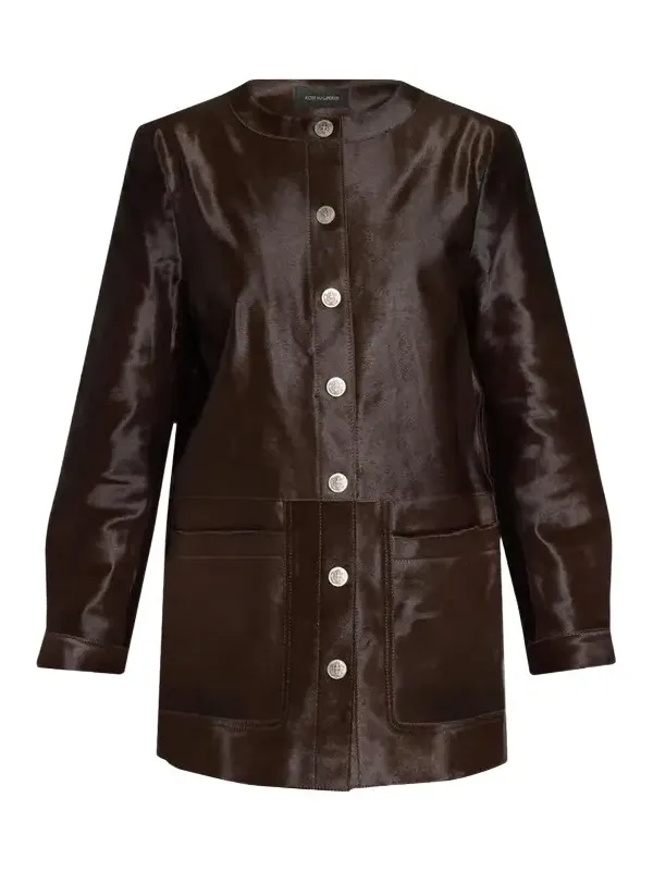 Kobi Halperin Lisa Leather & Calf Hair Button-Front Coat