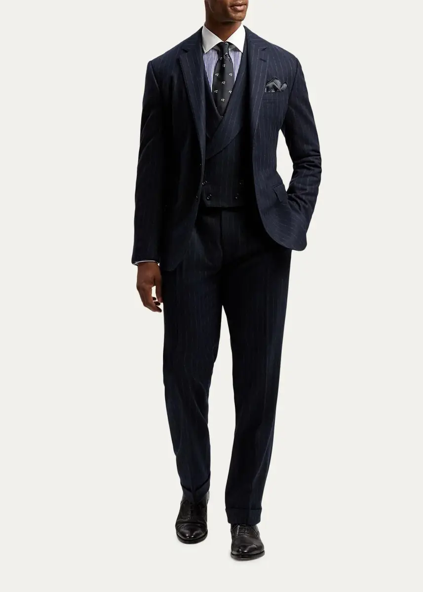 Ralph Lauren Purple Label Men's Plaid Cashmere-Silk Pocket Square | Thumbnail 2