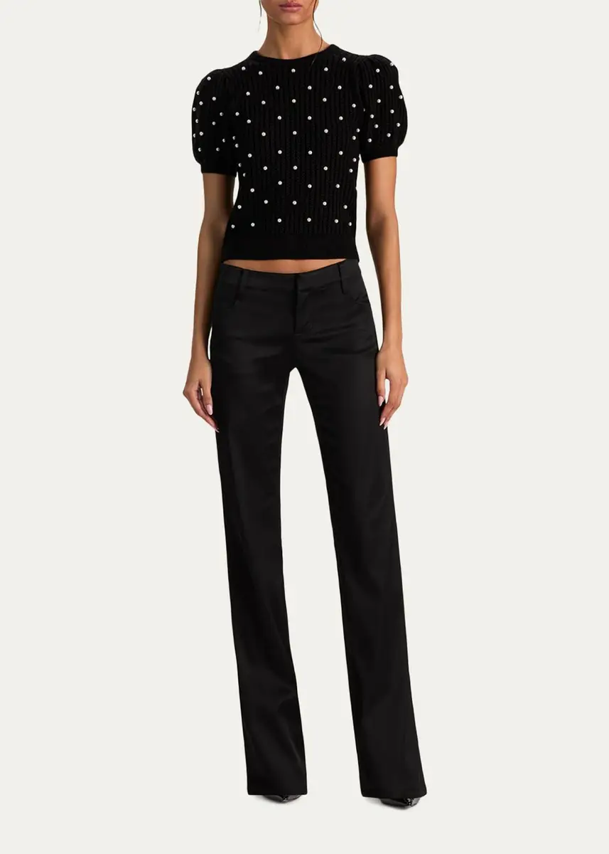 Alice + Olivia Chase Embellished Stretch-Wool Puff-Sleeve Sweater | Thumbnail 2 Alice + Olivia Chase Embellished Stretch-Wool Puff-Sleeve Sweater | Thumbnail 2