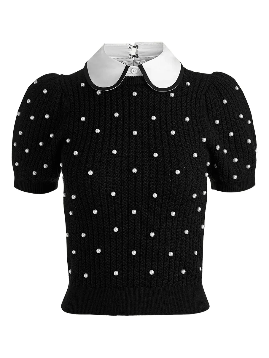 Chase Embellished Stretch-Wool Puff-Sleeve Sweater Chase Embellished Stretch-Wool Puff-Sleeve Sweater