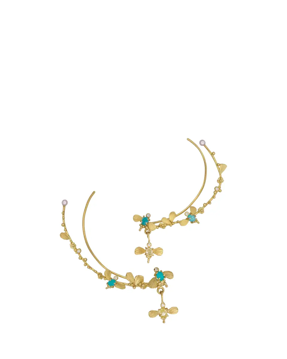 Lene Vibe 18K Diamond Petal Climber Earrings | Thumbnail 2