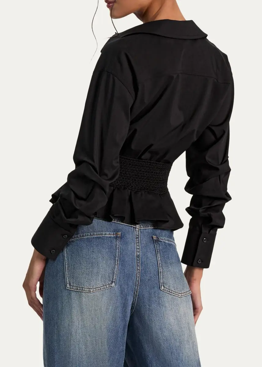 Alice + Olivia Edie Gathered Corset Button-Front Shirt | Thumbnail 3 Alice + Olivia Edie Gathered Corset Button-Front Shirt | Thumbnail 3