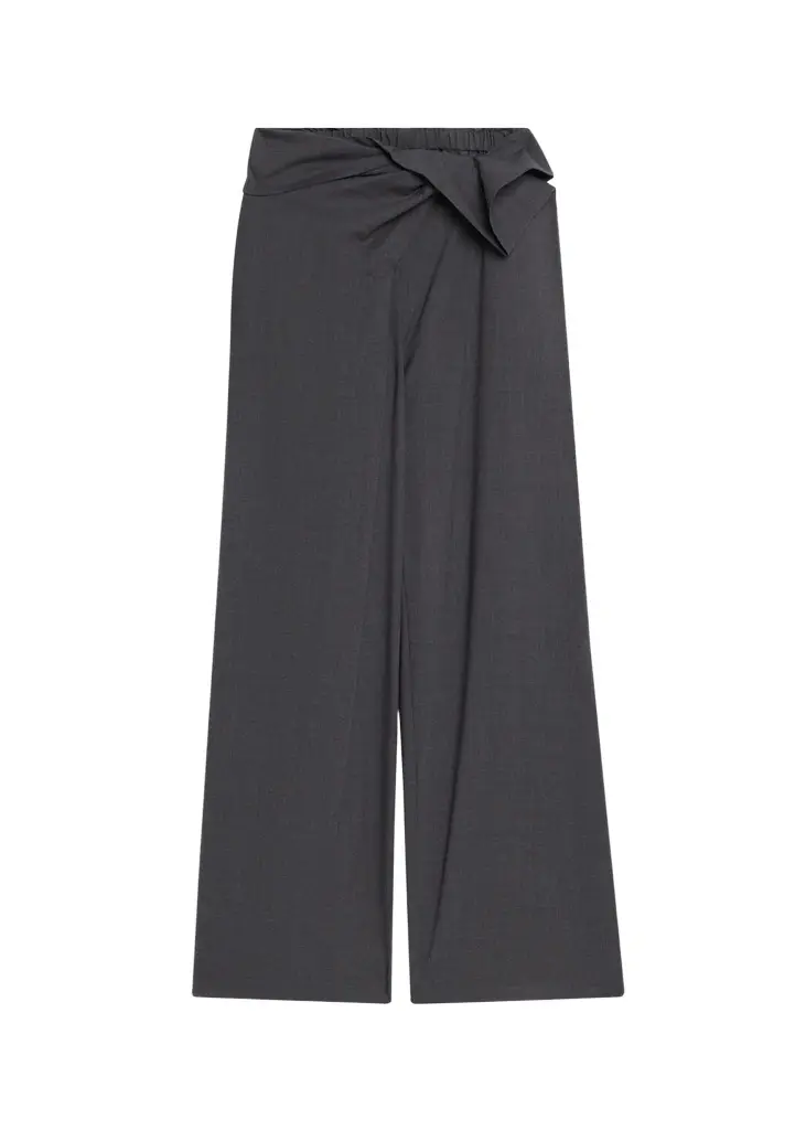 Heirlome Manuela Asymmetric Draped Wool Wide-Leg Trousers