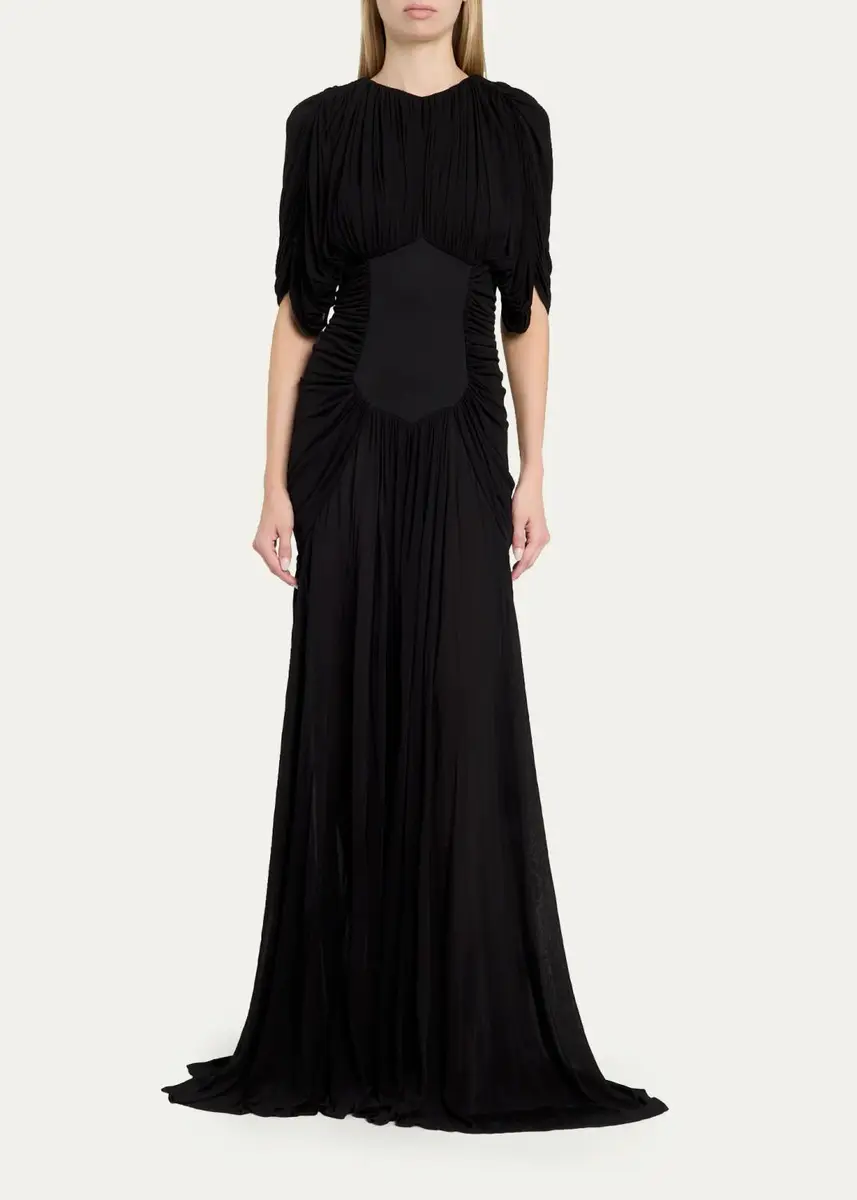 Heirlome Micka Shirred Jersey Short-Sleeve Maxi Dress | Thumbnail 2 Heirlome Micka Shirred Jersey Short-Sleeve Maxi Dress | Thumbnail 2