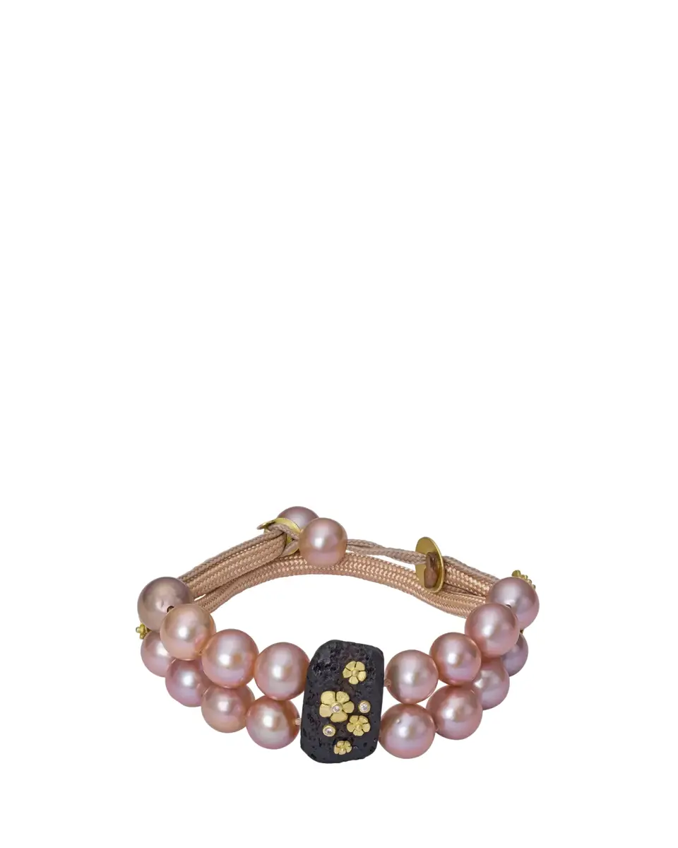 Lene Vibe 18K Gold Pink Pearl 2-Row Cord Bracelet | Thumbnail 2