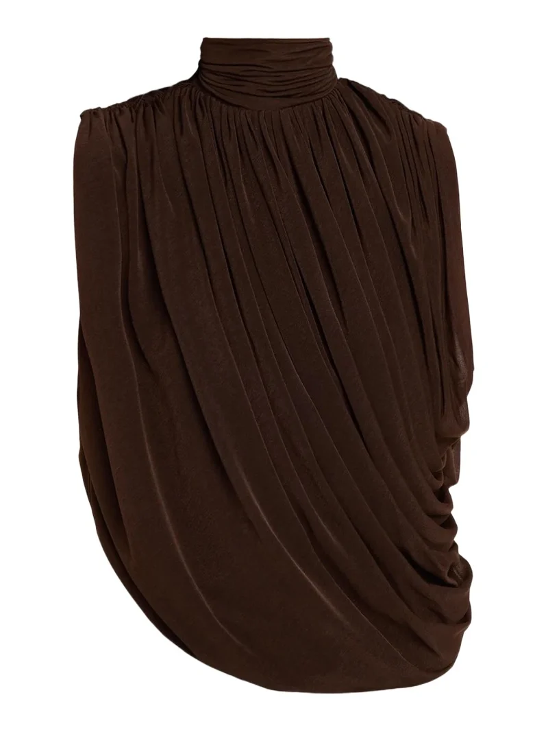 Ronny Kobo Sav Draped Mock Turtleneck Top