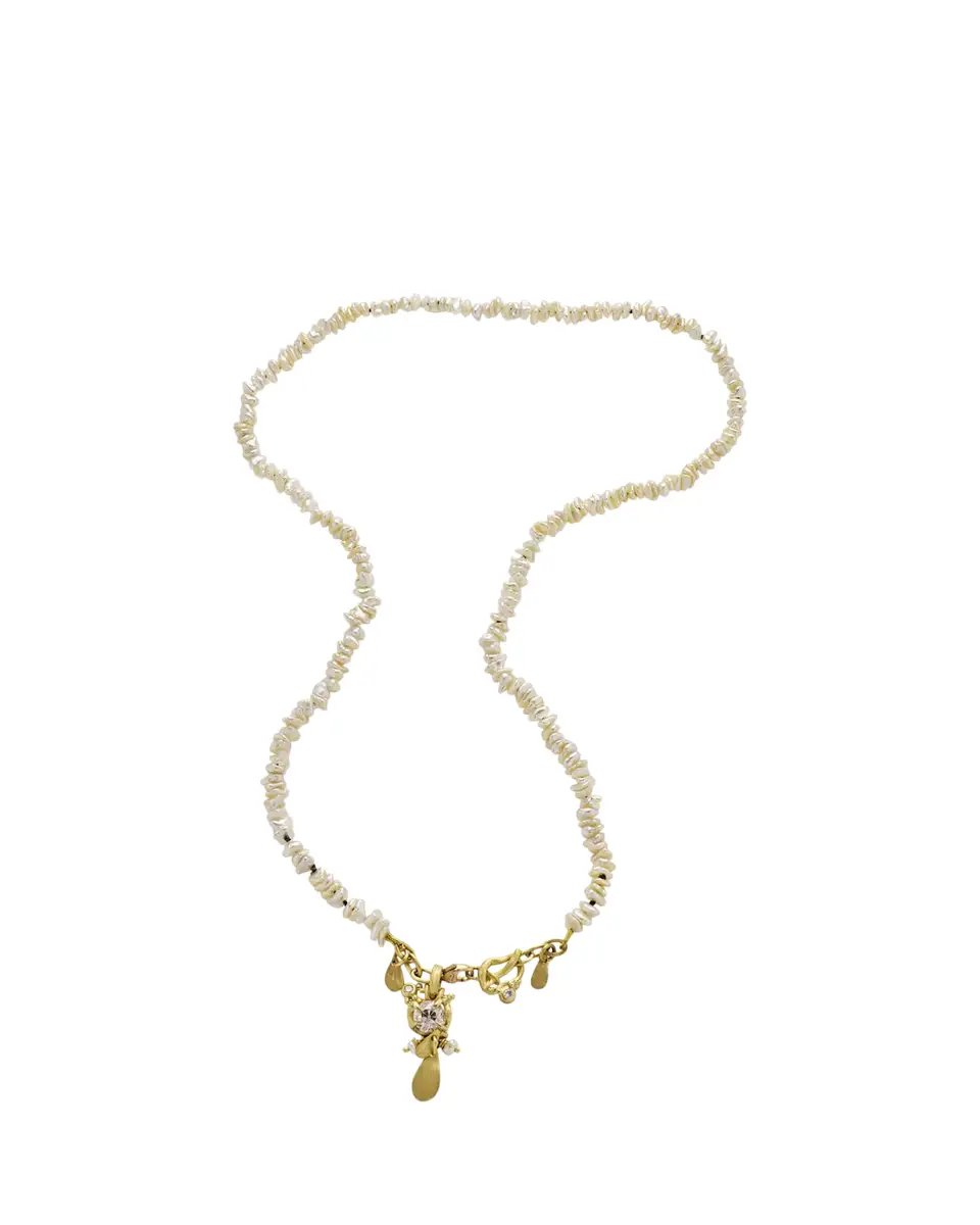 Lene Vibe 18K Gold South Sea Pearl Necklace with Diamonds | Thumbnail 2