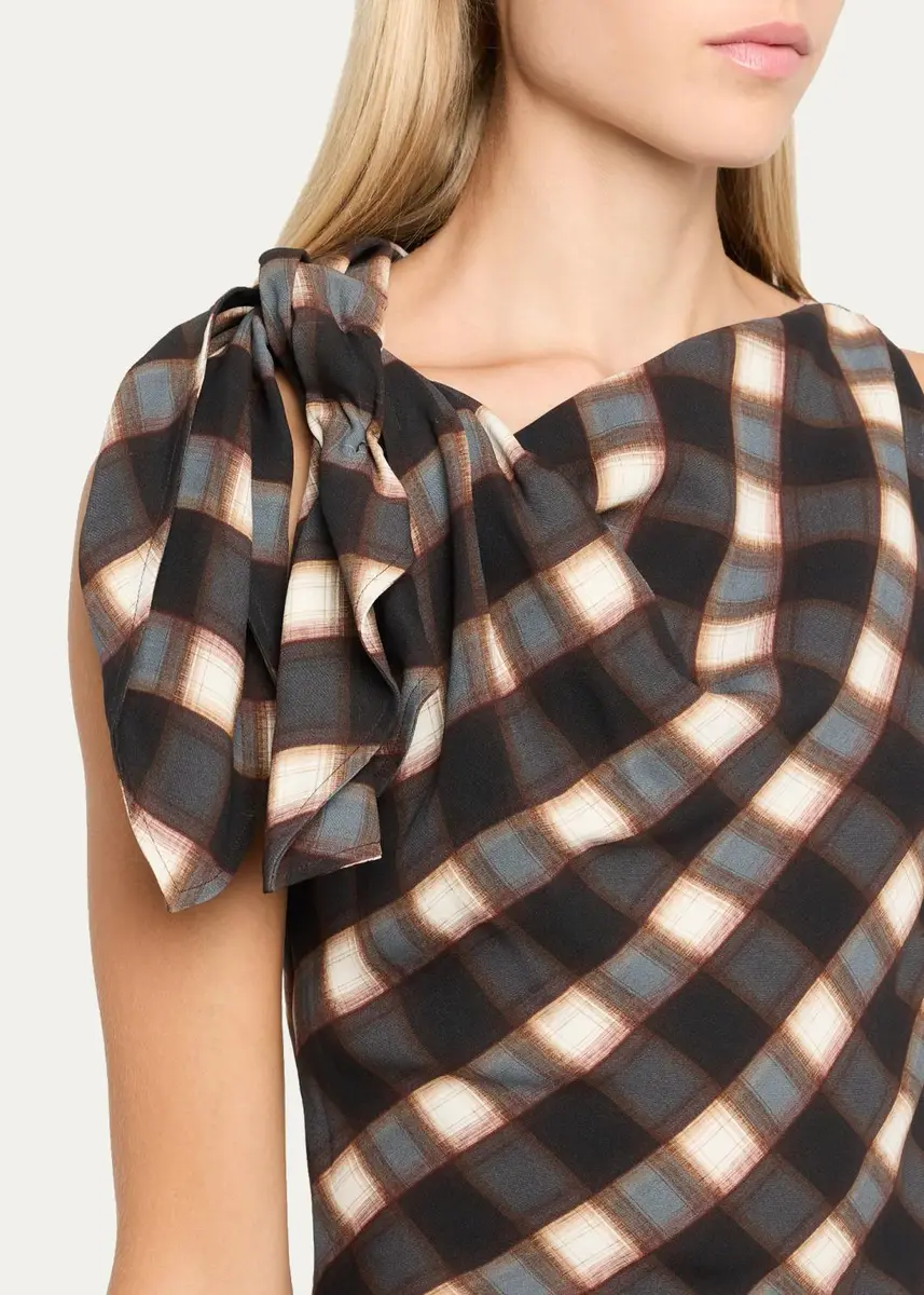 Monse Knotted Plaid Silk Midi Dress | Thumbnail 5 Monse Knotted Plaid Silk Midi Dress | Thumbnail 5