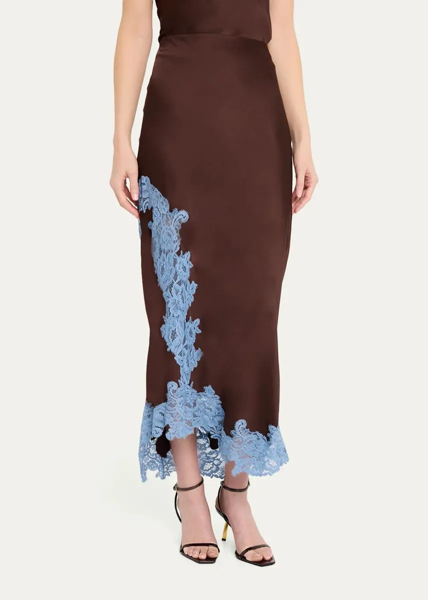 A.L.C. Olivia Crepe and Lace Midi Skirt | Thumbnail 4 A.L.C. Olivia Crepe and Lace Midi Skirt | Thumbnail 4