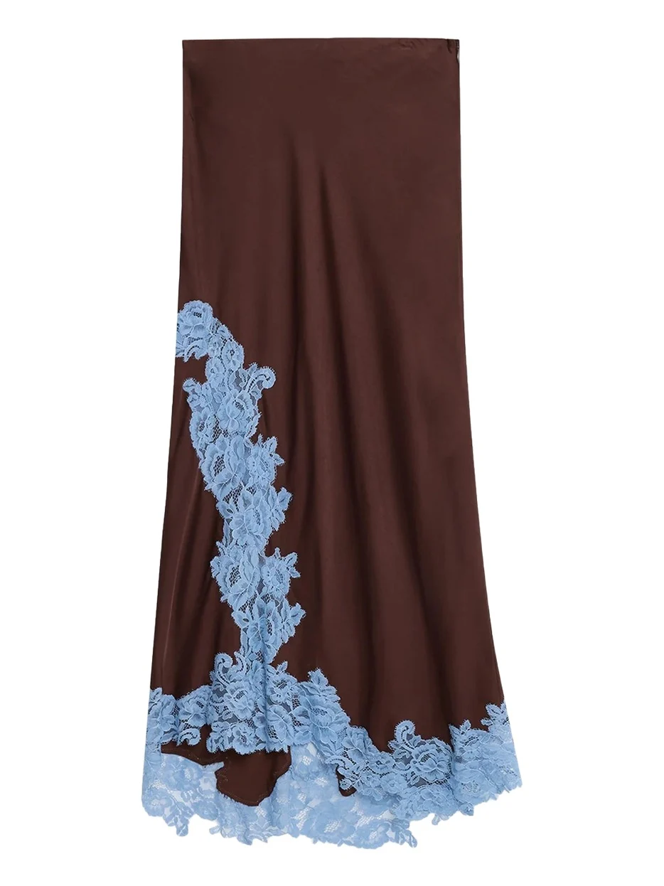 Olivia Crepe and Lace Midi Skirt