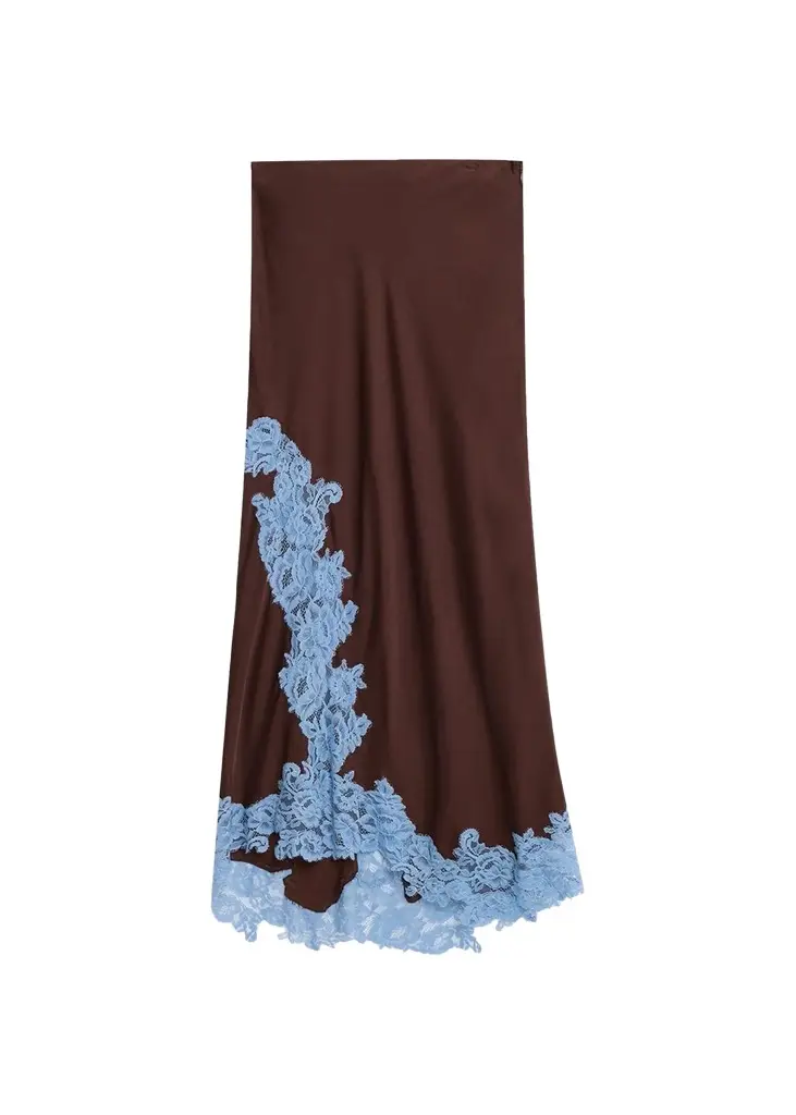 A.L.C. Olivia Crepe and Lace Midi Skirt