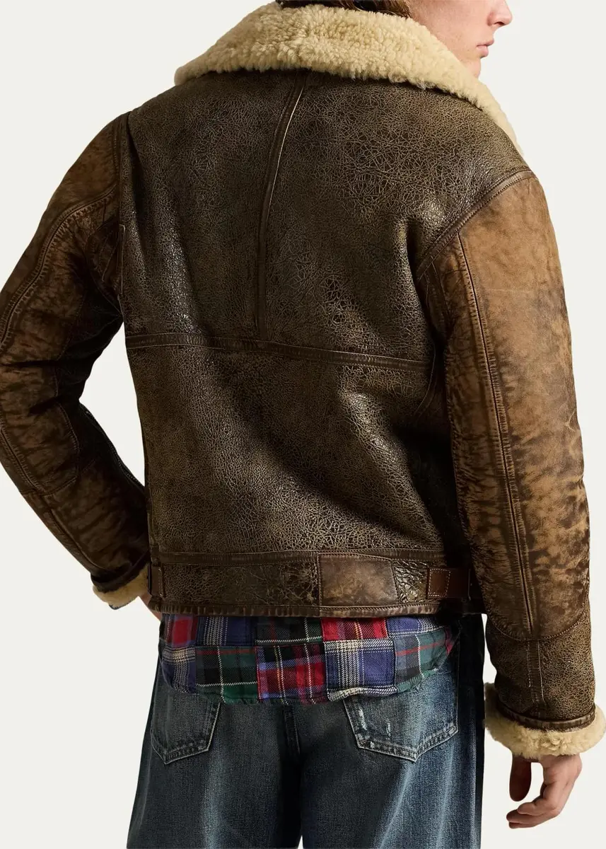 Polo Ralph Lauren Men's Leather-Trim Shearling Flight Jacket | Thumbnail 3
