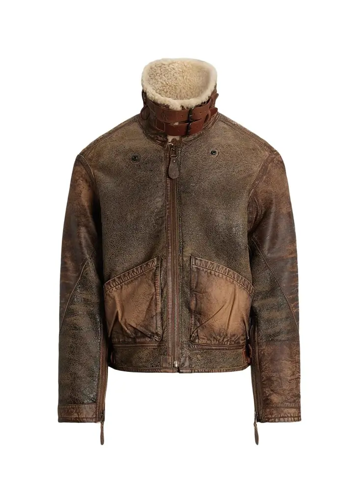 Polo Ralph Lauren Men's Leather-Trim Shearling Flight Jacket