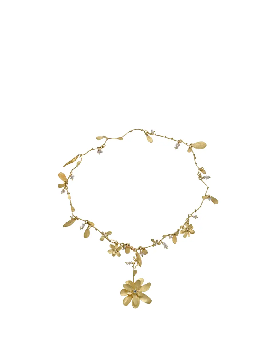 Lene Vibe 18K Gold Diamond and Pearl Flower Y-Neckace | Thumbnail 2 Lene Vibe 18K Gold Diamond and Pearl Flower Y-Neckace | Thumbnail 2