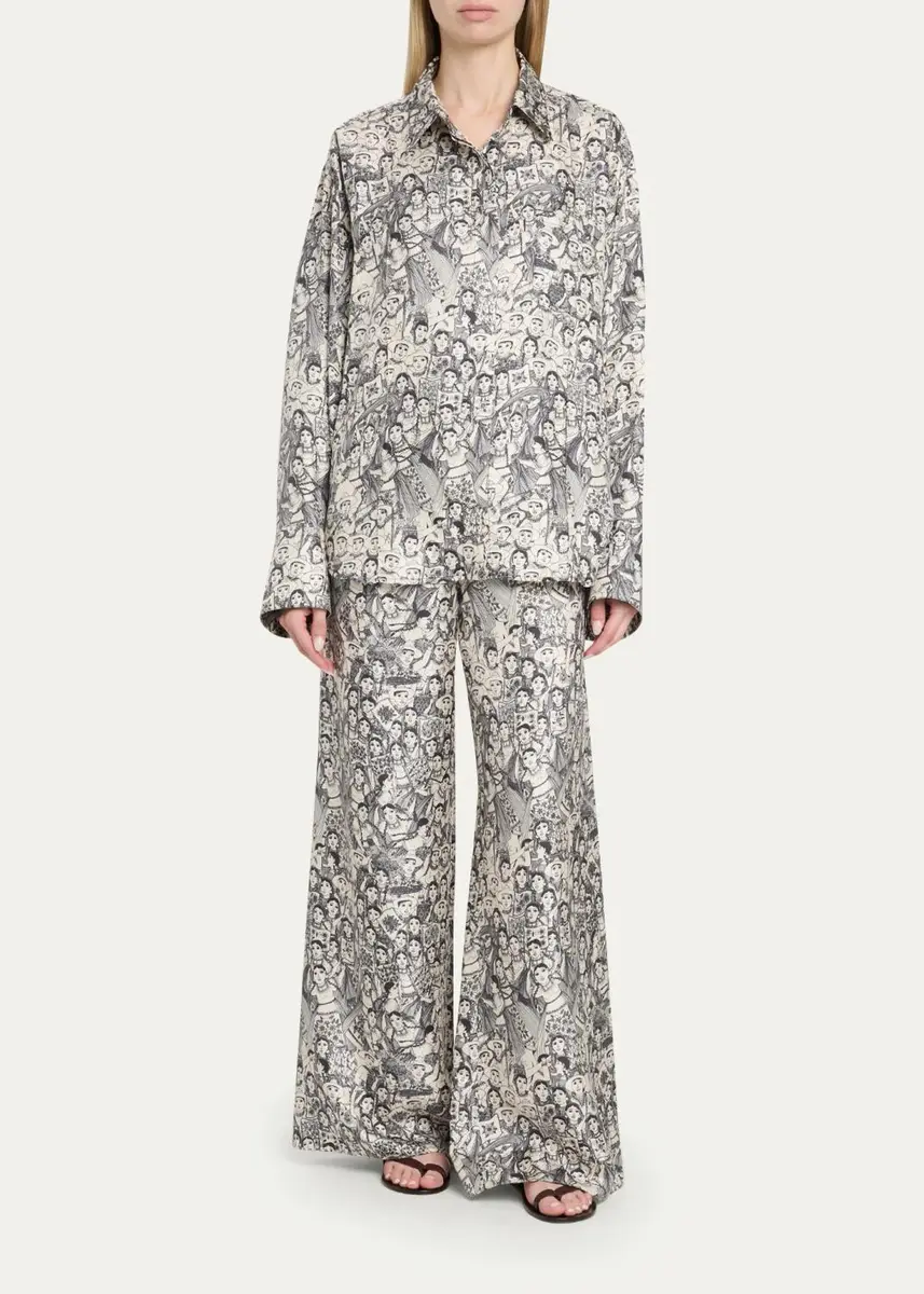 Heirlome x Angelica Morales Gomez Printed Silk Twill Oversized Button-Down Shirt | Thumbnail 2
