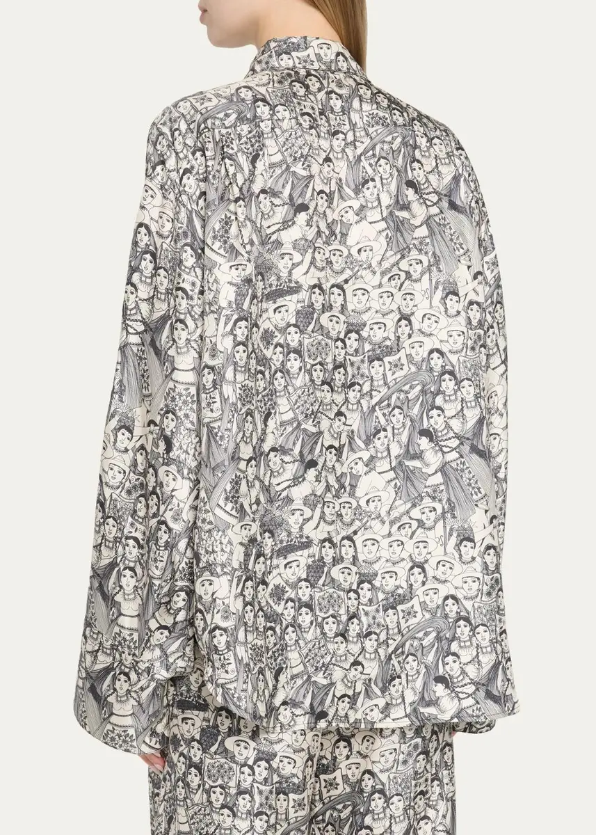 Heirlome x Angelica Morales Gomez Printed Silk Twill Oversized Button-Down Shirt | Thumbnail 3