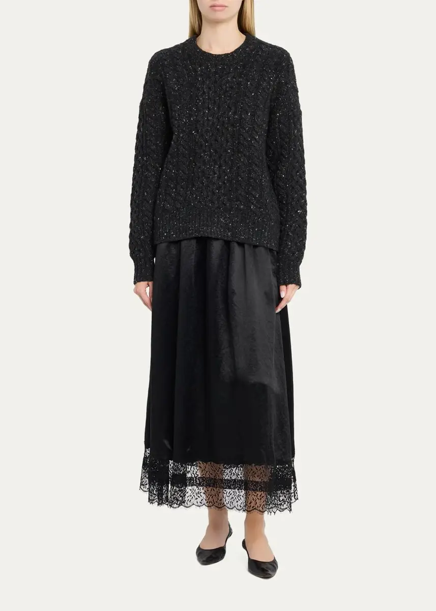 Maria McManus Gathered Lace-Hem Midi Skirt | Thumbnail 2