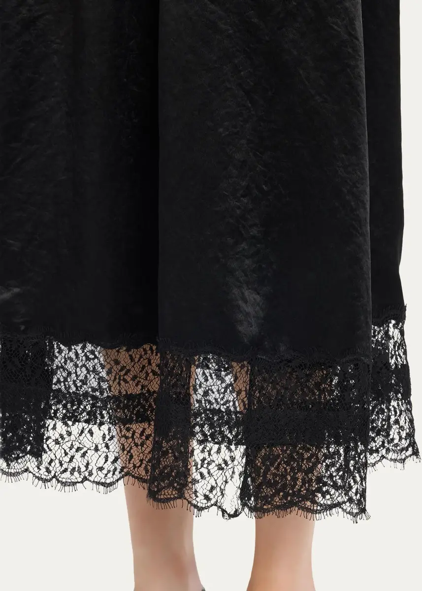 Maria McManus Gathered Lace-Hem Midi Skirt | Thumbnail 5