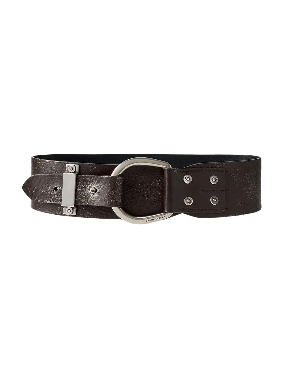 Ralph Lauren Collection Turn-Back Washed Leather Wide Belt