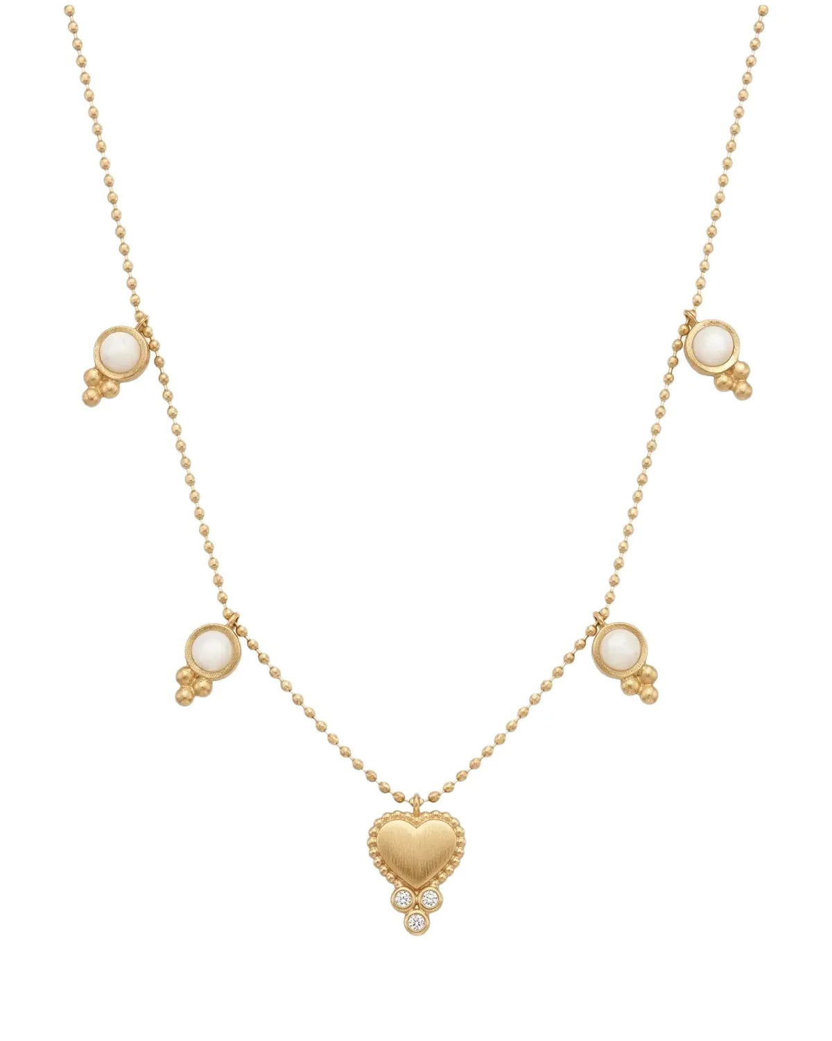 18K Mother-of-Pearl Armour Necklace with Diamond Heart 18K Mother-of-Pearl Armour Necklace with Diamond Heart