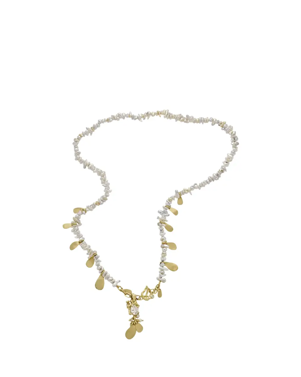 Lene Vibe 18K Gold South Sea Pearl Necklace with Diamonds and Dangles | Thumbnail 2