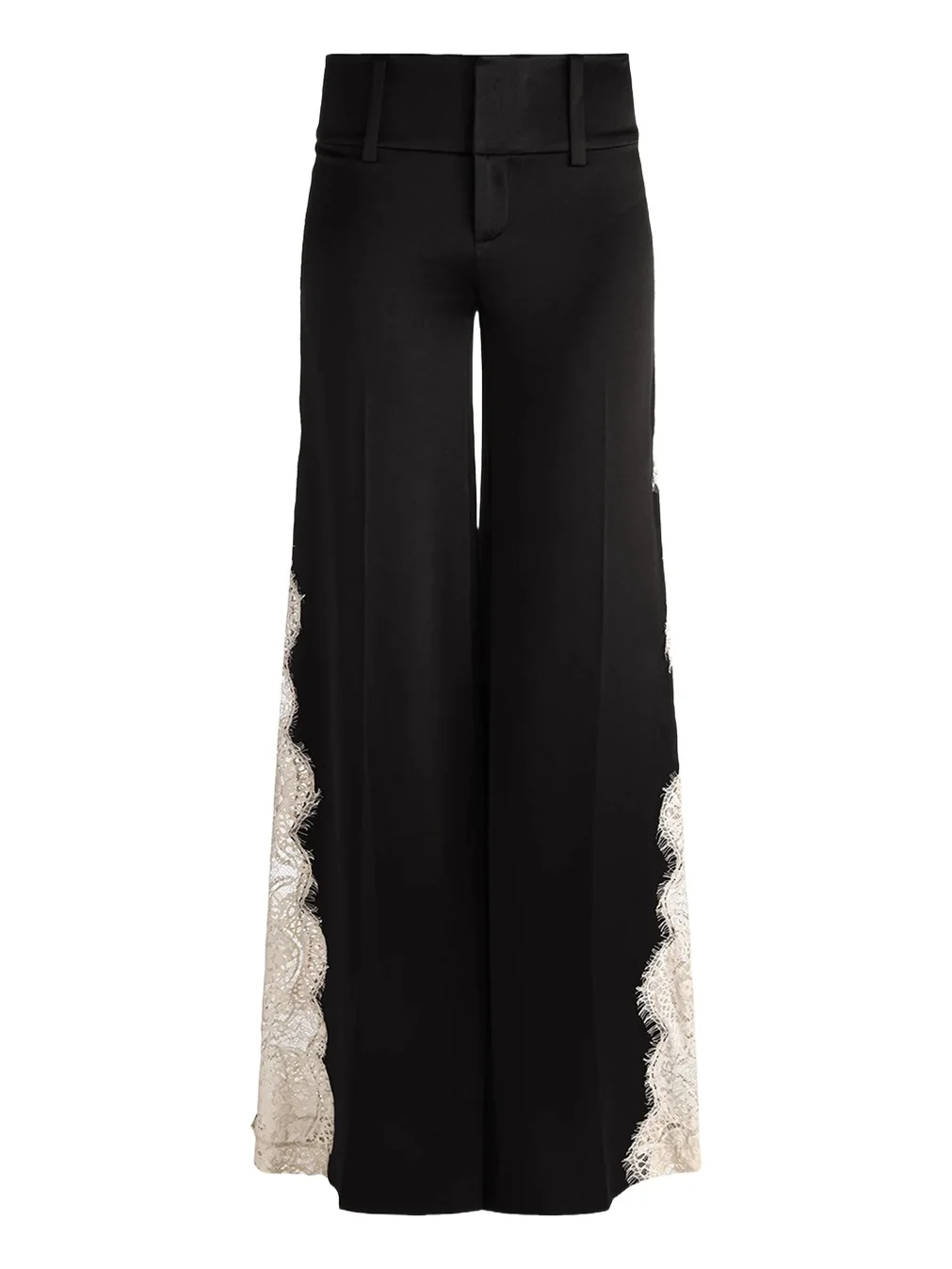 Olivia Lace-Trim Satin Wide-Leg Pants Olivia Lace-Trim Satin Wide-Leg Pants